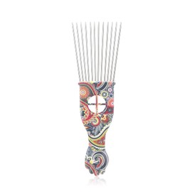 Stainless Steel Afro Pick Hair Comb for Hair Styling, Afro Hair Picks for Women, Durable and Lightweight Afro Comb (K2)