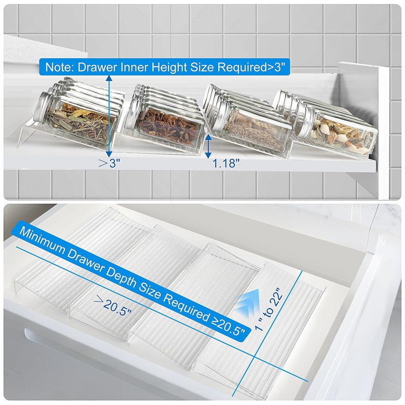 Derlyniupi Spice Organizer for Drawer, 4 Pcs Clear Acrylic Drawer