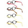 KoKoBin 4-Pack Mini Small Round Reading Glasses Comfortable Readers for