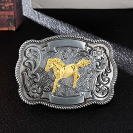 Wester Fashion - Hebilla de cinturón con nudo celta clásico para hombres y mujeres, Caballo 01-q, Large