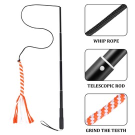 VILLCASE Flirt Pole Toy - Interactive Dog Tug Toy - Extendable Dog Teaser Wand with 2 Cotton Rope Dog Toy Outdoor Playing for Pulling, Chasing, Chewing, Teasing, Training