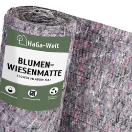 HaGa Flower Meadow Mat 1 m Width - Biodegradable - with Flower Seeds for Flower Meadow in the Garden - Good for Bees and Butterflies - Cotton Fleece with Wildflower Seeds (Sold by the Metre)