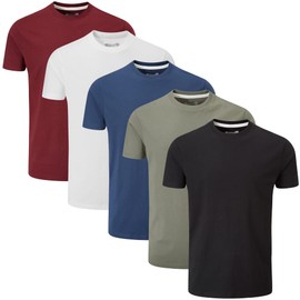Charles Wilson Men's 5 Pack Midweight Crew Neck T-Shirt (XX-Large, Core Essentials)