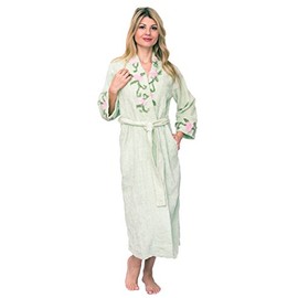 Bath & Robes Women's Long Embroided Chenille Robe 2X Mint Green