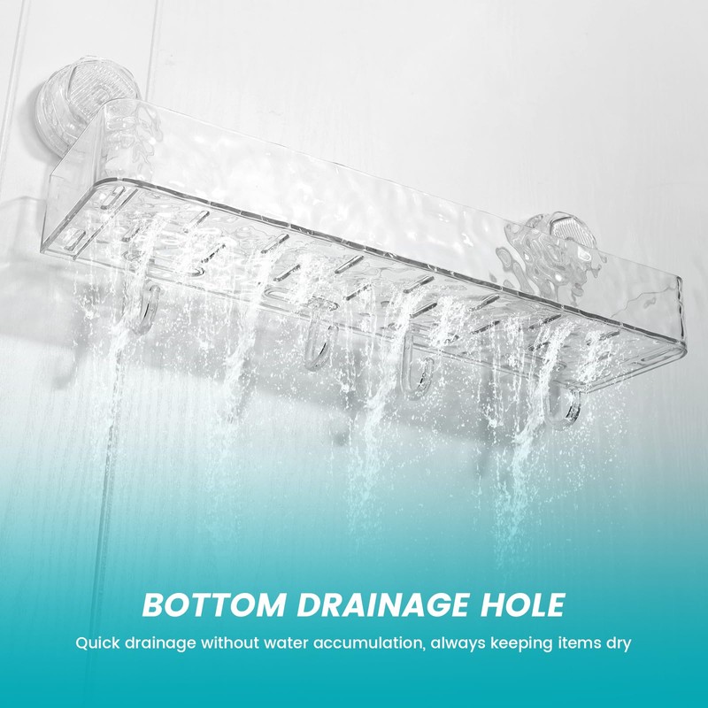 AwObEpl 2 Pack Suction Cup Shower Caddy Clear Waterproof Shower
