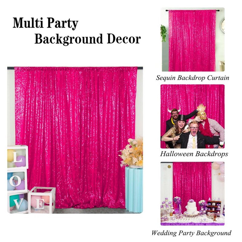Sequin Backdrop Curtain Hot Pink Photo Backdrop 4FTx7FT Sequin Backdrop
