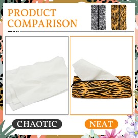Kigeli 2 Pieces Purse Tissue Holder Travel Tissue Pouch for Purse Fabric Zipper Enclosed Pouches Reusable Flower Pattern Paper Holder for Coins, 5.25 x 3 Inches(Leopard Print, Gold Zebra)
