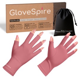 GloveSpire Thickened UV Gloves for Nails, UPF50+ UV Protection Gloves, Fingerless Design for Women Gel Manicures Anti UVA UVB Light (Dusky Rose, One Size Fits Most)