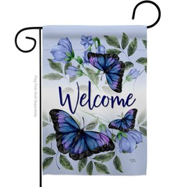 Bugs & Frogs Purple Butterflies Garden Flag Friends Butterfly Ladybugs Dragonfly Bee Springtime Insect Natural Wildlife Small Decorative Gift Yard House Banner Double-Sided Made In USA 13 X 18.5