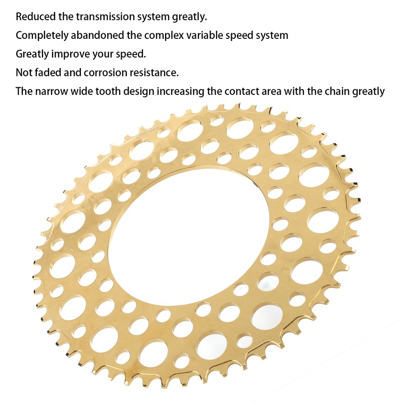 Folding Bicycle Chainwheel Smooth Fastness AntiCorrosion Wearproof Bike Chainring(Titanium Gold