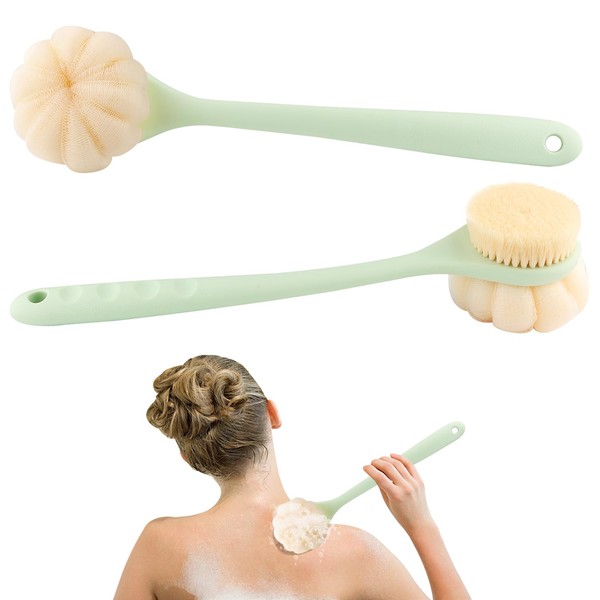 2 Pcs Body Shower Brush Long Handle Back Scrubber Brush