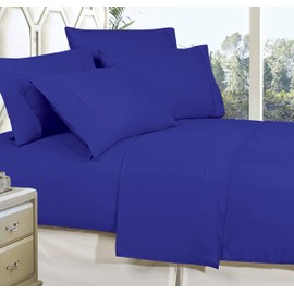 Elegant Comfort Luxurious Soft 1500 Thread Count Egyptian 6-Piece Premium Hotel Quality Wrinkle Resistant Coziest Bedding Set, Easy All Around Elastic Fitted Sheet, Deep Pocket, Cali King, Royal Blue