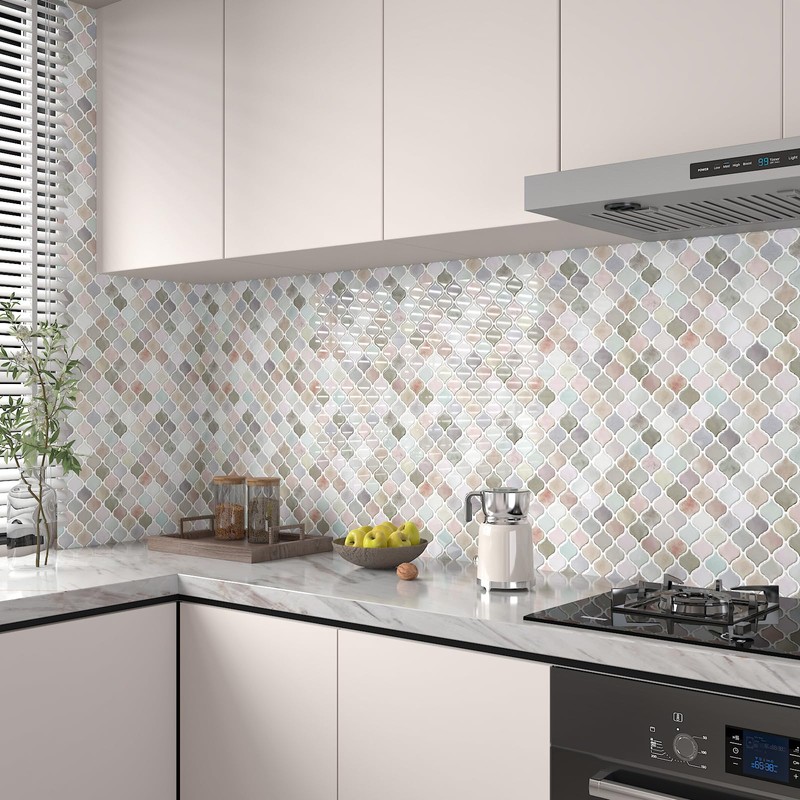 CHIHUT Arabesque Peel and Stick Backsplash 12''x12'' Waterproof Oil Proof