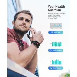 Smart Watches for Men Women with Bluetooth Call, Activity Fitness Tracker 1.96" HD Full Touch Screen with Heart Rate/Sleep Monitor,Waterproof Smartwatches for iOS Android Black