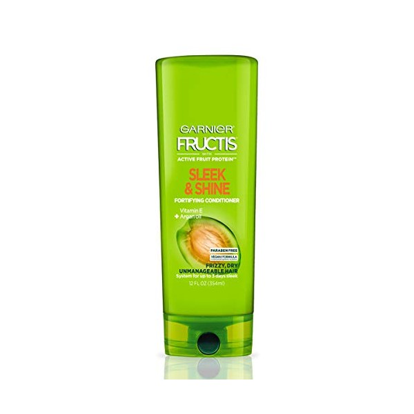 Garnier Fructis Sleek and Shine Conditioner, Frizzy, Dry, Unmanageable Hair, 12 fl; oz.