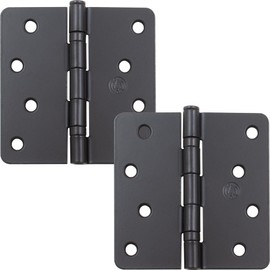 Stone Harbor Hardware 4" Ball-Bearing Door Hinges, 1/4" Radius Corner, Matte Black, 2-Pack