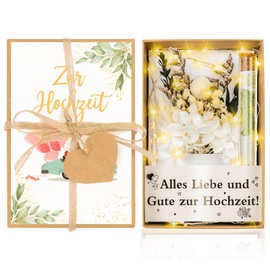 FTUREERA Geldgeschenk Hochzeit, Hochzeitsgeschenke für Brautpaar Geldgeschenke Hochzeit Verpackungen, Hochzeitsgeschenk Geld Geschenkbox mit Hochzeitskarte, Trockenblumen, Licht und Reagenzglas