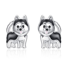 TANGPOET Dog Earrings for Women Girls 925 Silver Dog Stud Earrings Hypoallergenic Jewellery Birthday Christmas Gifts for Dog Mum and Pet Lovers, Sterling Silver, No Gemstone