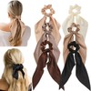MOTIBACK 6 PCS Silk Scrunchies with Elegant Hair Bows Premium