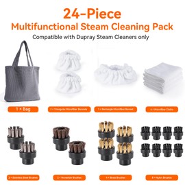 MTAA 24-Piece Steam Cleaning Pack Accessory Kit Compatible with Dupray Steam Cleaners, for Various Surfaces Cleaning