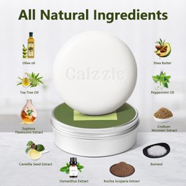 Calzzle 4 Pcs Herbal Soap Bar with Tea Tree Oil, Olive Oil & Organic Shea Butter - Natural Handmade Soap for Women & Men, Gentle Face, Body & Foot Cleanser for Dry, Itchy or Sensitive Skin, 3.53 oz
