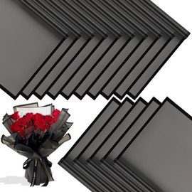 BBJ WRAPS Black Flower Wrapping Paper Waterproof Floral Bouquet Wraps, Korean Paper wrap Florist Supplies 20 Counts (Black)