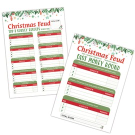 Christmas Feud Game, Christmas Friendly Feud Quiz - Pack of 30 Feud Cards + 3 Fast Money Round Cards, Games for Family, Office, Class, Group, Christmas Decorations, Birthday Party Games (SDJEV01)