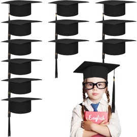 Sureio 12 Pcs Kids Graduation Cap 2024 Preschool Graduation Caps Bulk Kindergarten Grad Cap Shiny Graduation Hat with Tassel(Dark Blue)
