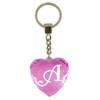 Initial Letter A Heart Shaped Keyring - Pink