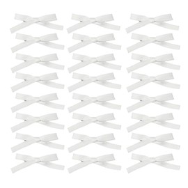 24PCS Bow Hair Clips - Small Hair Bows, Satin Mini Bows Ribbons Ponytail Accessories Non-Slip Hair Clips Cute Hairpin for Women and Girls, White Ribbon