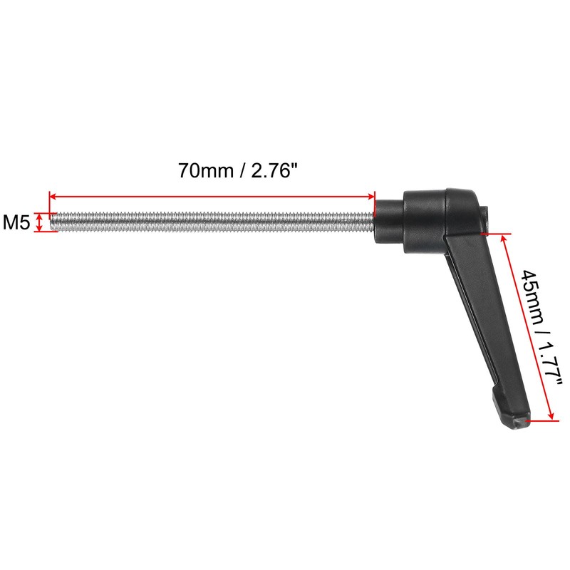 sourcing map Adjustable Clamping Lever Handle M5 x 70mm Metric