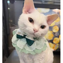 WEILFYONK Cat Dog Collar Cat Saliva Towel Collar Cat Clothes Dog Clothes Handmade Lace Pet Accessories Photography Background Pet Supplies Cute Japanese Style Wedding Ribbon Noble Embroidered Lace