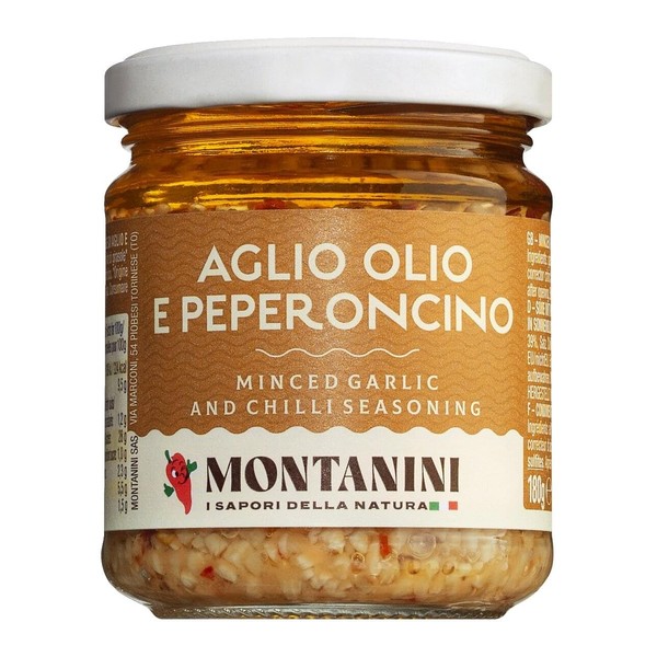 Montanini Chopped garlic with oil and chilli, Aglio, olio e
