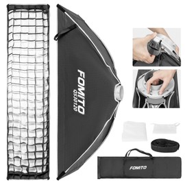FOMITO 12"x47"/30x120cm Rectangular Softbox, Quick Release Bowens Mount Softbox with Honeycomb Grid, Light Diffusers, Bag for Godox SL-60W SL60IID SL150R SL300R Aputure 120d etc