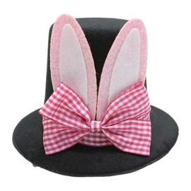Dickly Top Hat Hair Clip, Easter Costume Accessories for Stage Show Party Supplies, Pink and White Bow