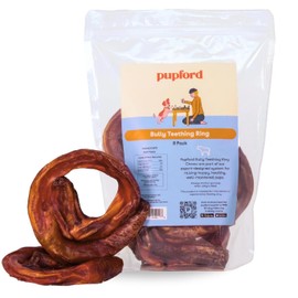 Pupford Bully Stick Rings for Puppies & Dogs, Long-Lasting Beef Dog Chew Treats, 8 Pack
