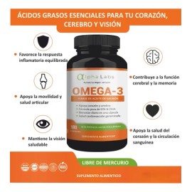Omega 3 Alpha Labs Alta Potencia 180 Cap Aceite De Salmón                                                                                             