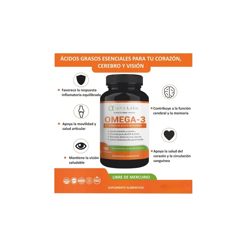 Omega 3 Alpha Labs Alta Potencia 180 Cap Aceite De