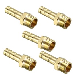 sourcing map Brass Hose Connection Pipe Connection 6 mm Spout x 1/8 PT Plug Pipe Pack of 5