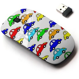 2.4G Wireless Mouse with Cute Pattern Design for All Laptops and Desktops with Nano Receiver - Baby car Pattern