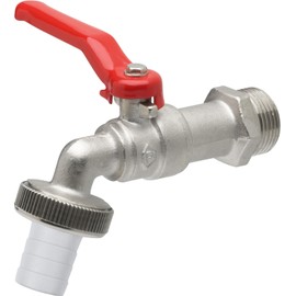 Meister Ball Outlet Valve - 20.95 mm (1/2 Inch) Male - Includes Hose Connection - High Quality Brass - Ideal as Outdoor Tap / Tap for Water Butt / Tap / Stopcock / 9922850, Red