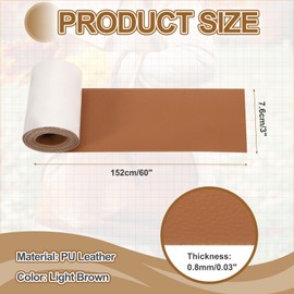 MECCANIXITY Leather Repair Patch 3"x60" Self-Adhesive Leather Vinyl Repair Tape Kit for Furniture Couches Sofa Chair Car Boat Seats Jackets, Light Brown