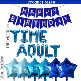 52 Pieces 18th Birthday Party Decorations Adult Time 18 Years Old Happy Birthday Banner Number 18 Balloons Blue Latex Balloons Birthday Party Favor for Boys Men 18th Birthday (Blue)