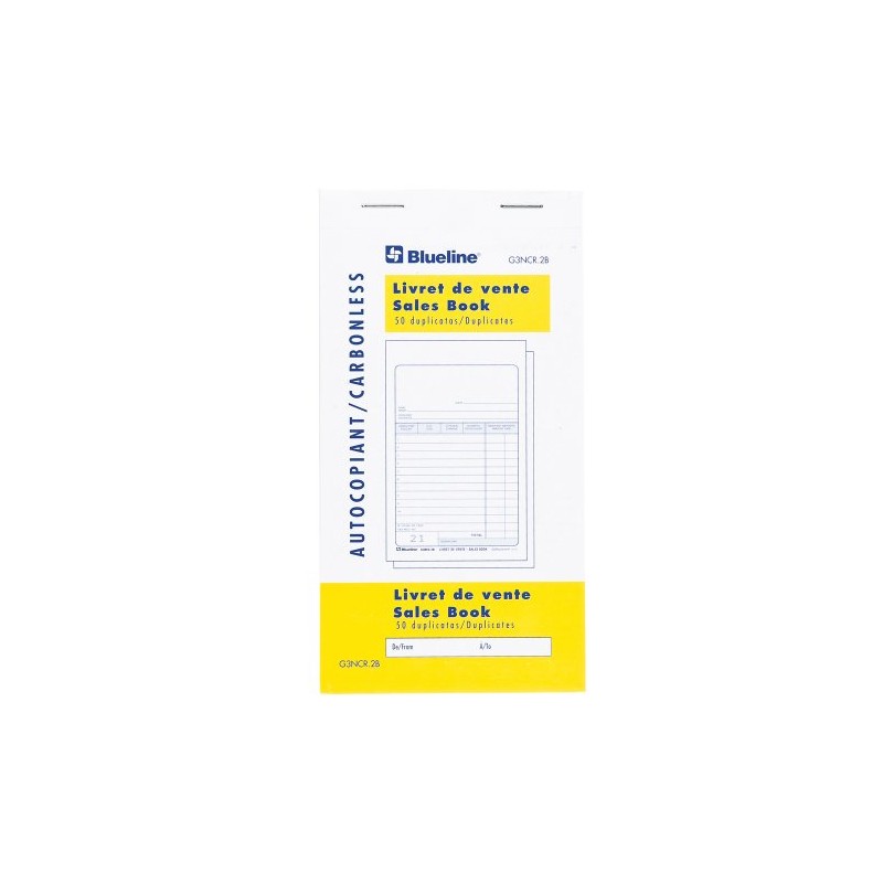 Blueline Sales Book, 50 Carbonless Duplicates, Bilingual, 3-1/2" x 6-1/2"