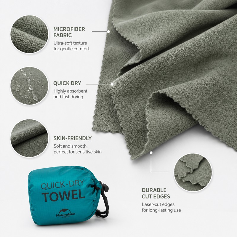 Quick-Dry Microfiber Travel Towel for Outdoor Use – Compact Absorbent