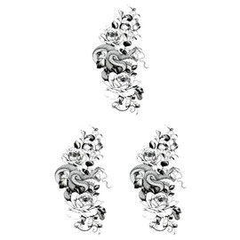 Tattoo Stickers Rose Snake hm1381 Regular Size, Pack of 3