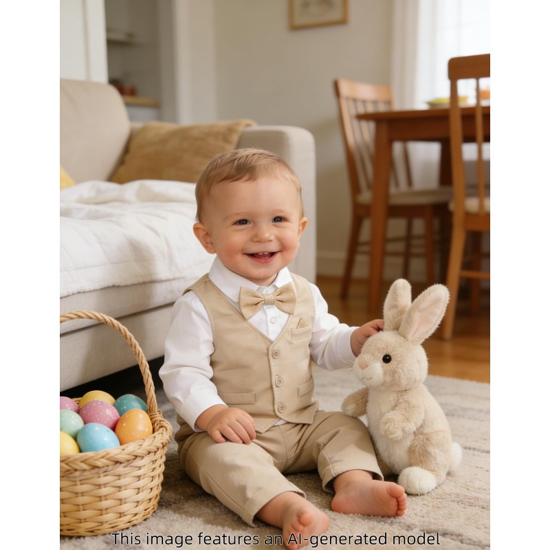 Baby Easter Outfit Boy Wedding Dress Church Khaki Suit 3-6