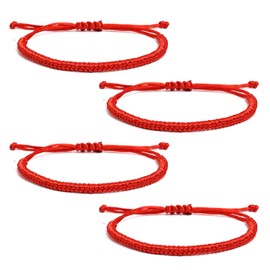 Kasoud Red String Bracelet, 4PCS Buddhist Bracelet, Red Thread Bracelet, Chinese Lucky Red String Bracelet, Adjustable Woven Rope Good Luck String Bracelet, Handmade Buddhist Braided Bracelet