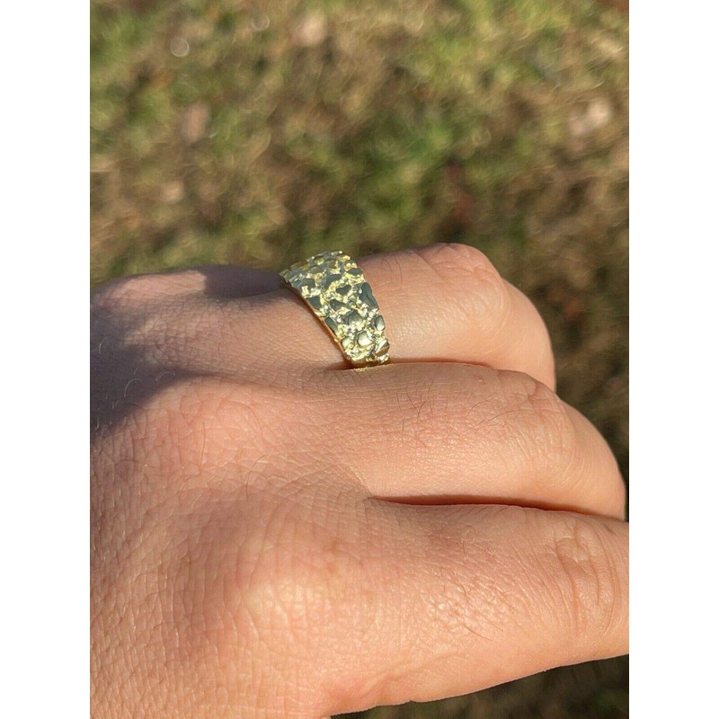 Men's Nugget Ring - Plain Solid 925 Sterling Silver Ring