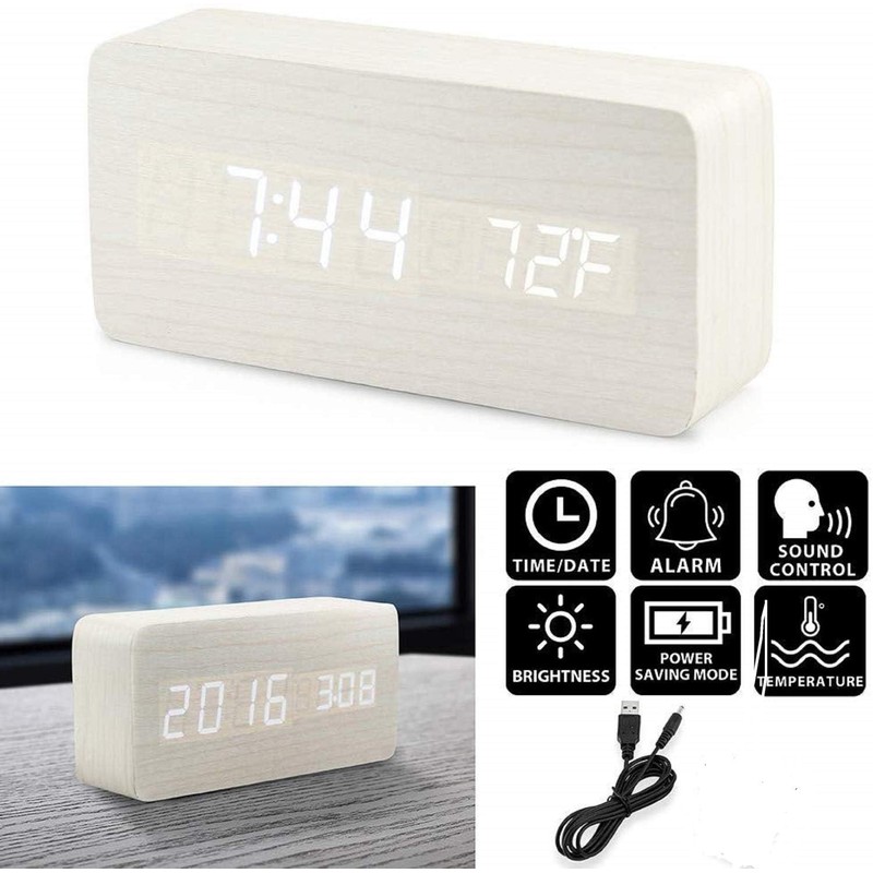 INF LED Digital Alarm Clock with USB Charging Port, Large
